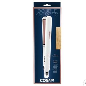 Conair Double Ceramic Flat Iron - White - 1"